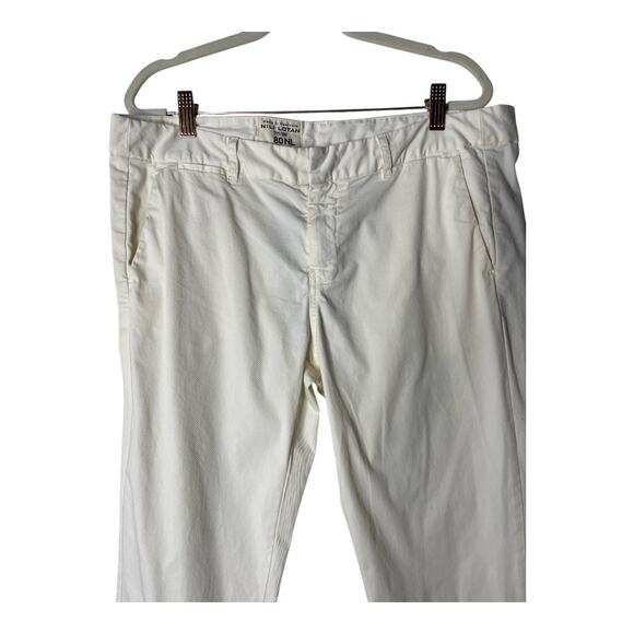 Nili Lotan East Hampton Pants Slim Leg Cropped Low Rise Raw Hem Eggshell Size 10 - Picture 9 of 15